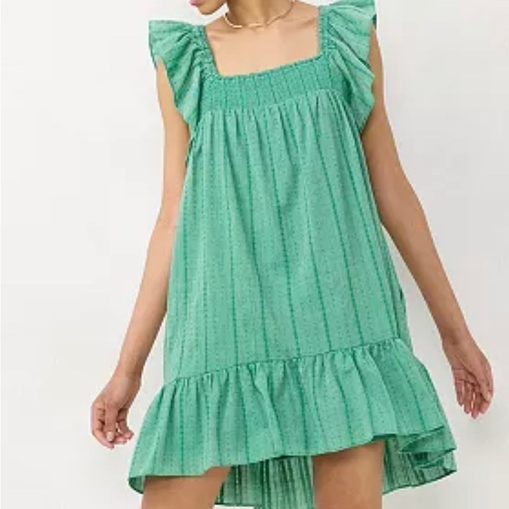 LC Lauren Conrad dress Smocked Ruffle Sleeve Midi Dress pastel